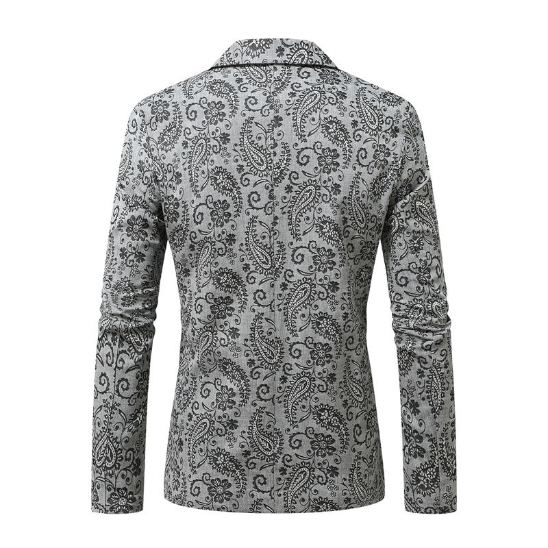 Vår Höst Herr Tryckt Kavaj 2025 Herr Grå Kostymjackor Enkelknäppt Kappa Manlig Mode Formell Affärskostymjacka