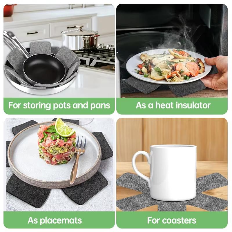 12 PCs/Pack Pot Divider Pad for Stackable Pot Protector, 3 Different Sizes, Used to Protect and Separation