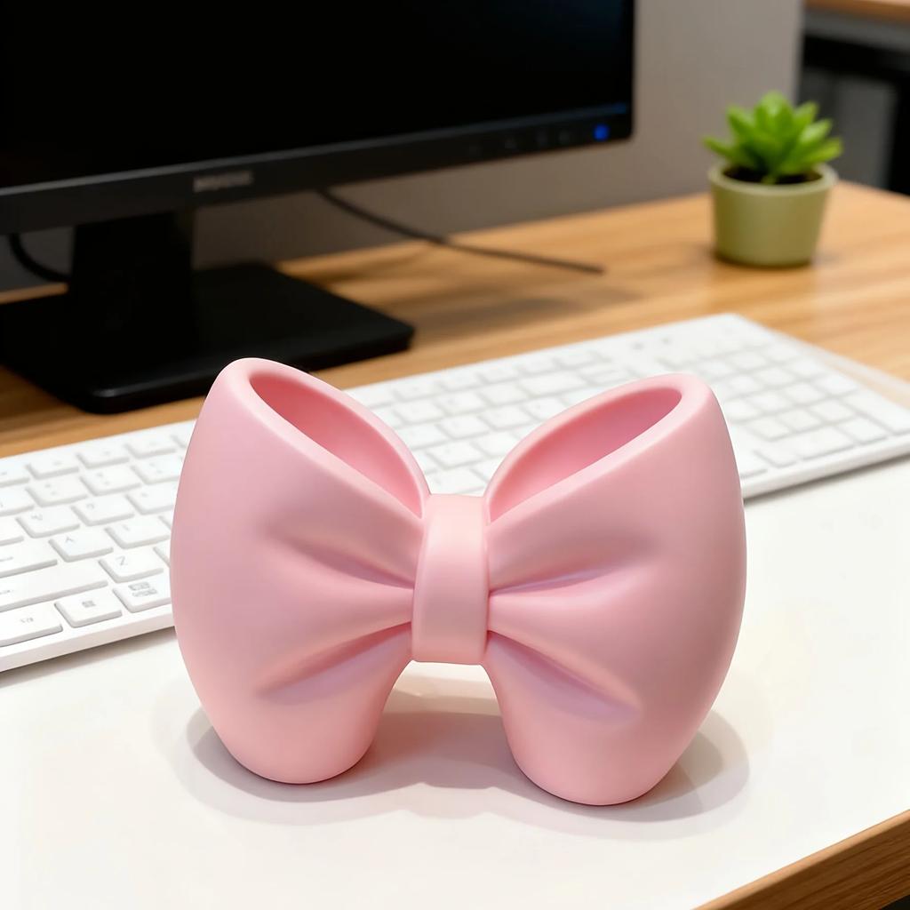 New Creative Bow Pen and Toothbrush Holder | Plastic, Freestanding, Ideal for Bedroom and Bathroom Decor, Bathroom Accessories