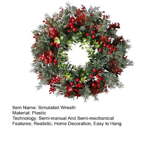 Artificial Red Berry Wreath Indoor Outdoor Front Door Wall Hanging Christmas Holy Berry Garland