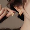 French Vintage Pearl Leaf Stud Earrings - Elegant and Versatile Luxury Accessory for Women