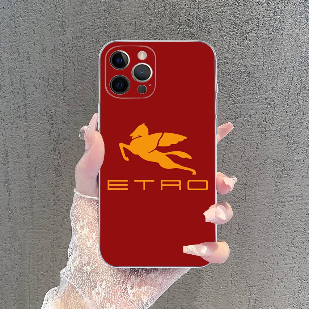 Luxuxy E-ETRO Logo Transparent Phone Case For IPhone 17 Air 16 Pro Max 15 14 13 12 11Plus Shockproof Cover