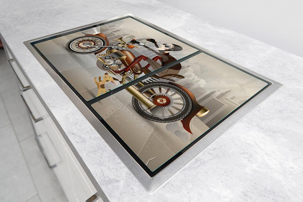 SZKLANA PŁYTA OCHRONNA NA KUCHENKĘ 75x52 MOTOCYKL