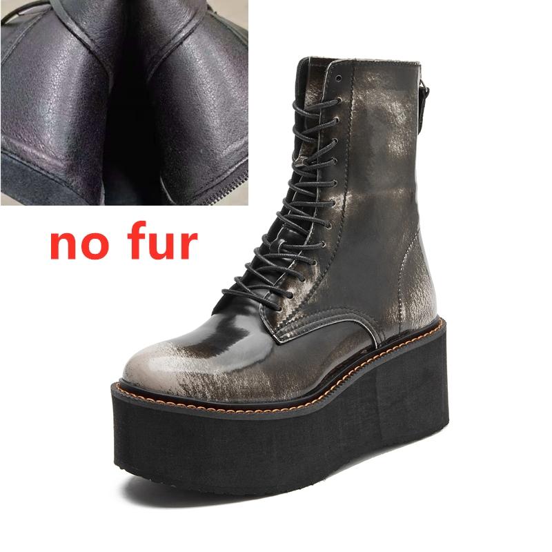 Fashion AIYUQI Women Ankle Boots Genuine Leather 2025 New Platform High Heel Short Boots Female Non-slip Large Size Women Winte Boots