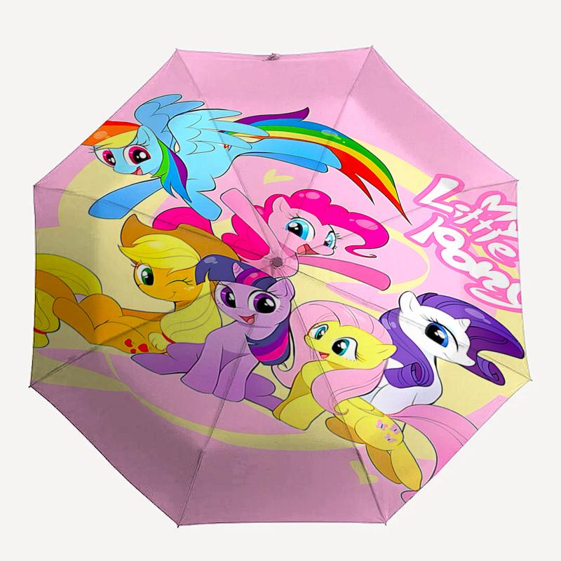 My Little Pony Automatic Opening/Closing Umbrella with Foldable Design and 8-Bone Frame - Perfect for Fans, Travelers, Daily Use, and Festiv