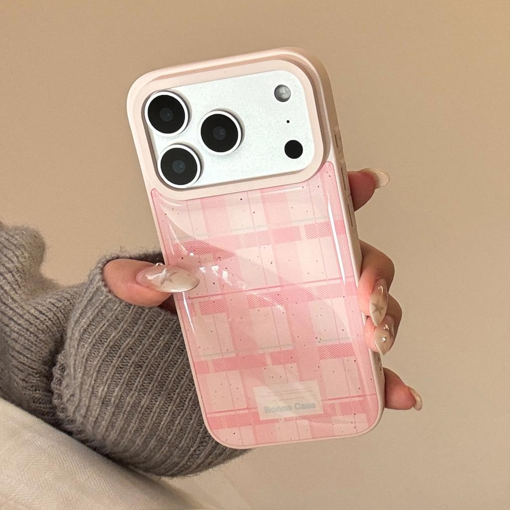 Drip Glue Powder Grid Pattern for Apple 17promax Phone Case 15 for IPhone 16 for Huawei for Samsung 13 Sweet Korean Series