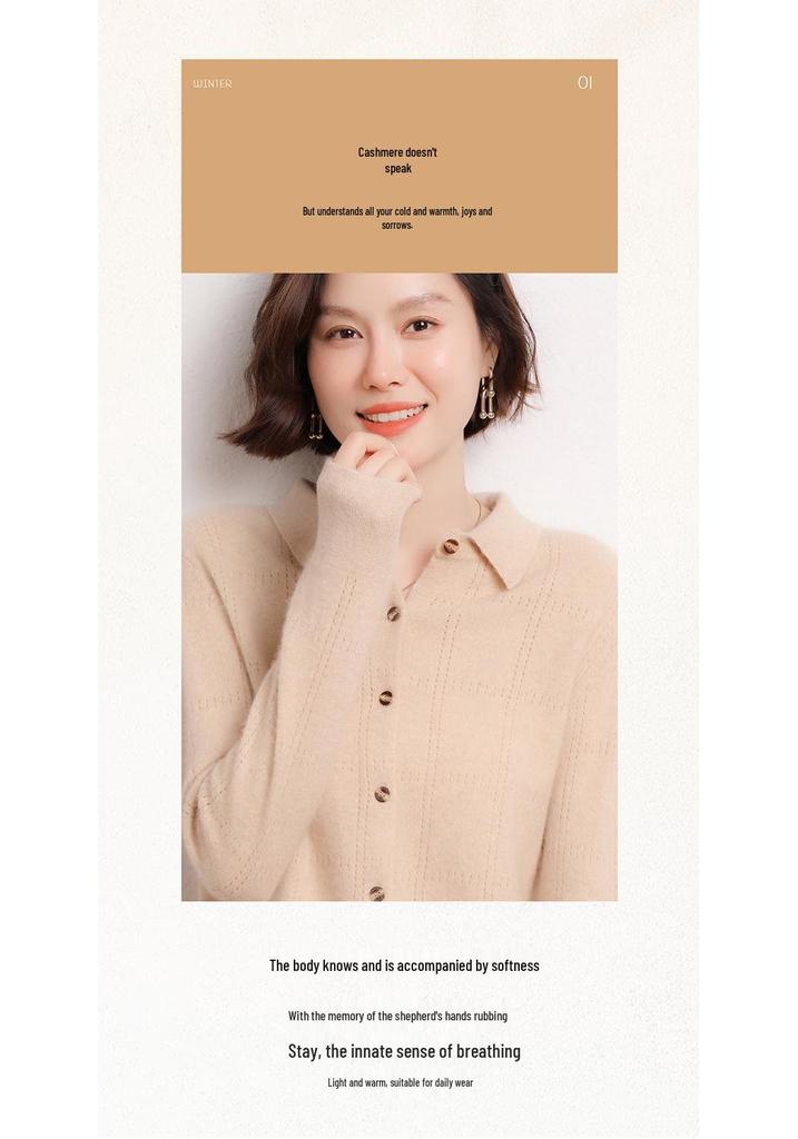 2026 A/W Women's Luxury Hollow-Out Cashmere Knit Cardigan - Loose Fit Solid Color Outerwear