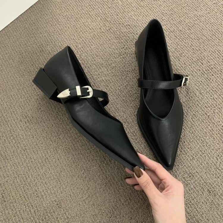 2025 New Autumn Women's Pointed Toe Mary Jane Shoes - Soft Leather, Versatile & Stylish