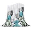 Blue Flower Watercolor Painting Throw Blanket Portable Soft Sofa Blanket Warm Flannel Blanket for Beds Sofa Couch King Full Size