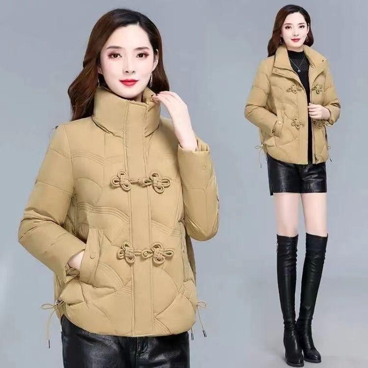 Chinese Disc Buckle Down Padded Jacket, Short Fashion, Warm, Thickened Stand-up Collar Jacket, Winter Padded Jacket