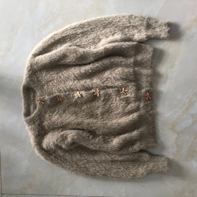 

Норковый велюровый свитер Осень и Зима Новый Внешнеторговый Модный Женский одежда Круглый вырез Однобортный Длинный рукав Кардиган свитер Свитер 32435 Gray B-9-31-3 M