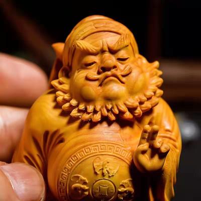 Chinesischer Stil Miniatur Holzschnitzerei Zhong Kui Ornament DIY Anhänger Auto Innenraum Geschenke für Freund Sammlung Souvenirs