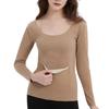Women's Solid Color Front And Back Pockets Long Sleeved Seamless Waist  Warm Top