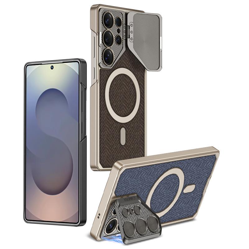 Samsung S25u Stand Mobile Phone Case S25 Ultra Magnetic Wireless Charging Lens Protection