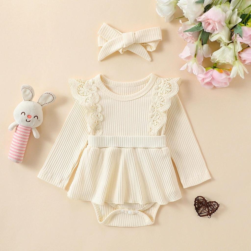 Fashion Collar Romper + Headband 2-Piece Set
