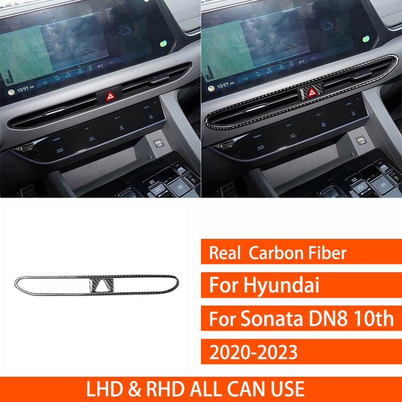 For Hyundai Sonata - Real Carbon Fiber Stickers Central Control Air Vent Warning Light Panel Car Accessories Decorative