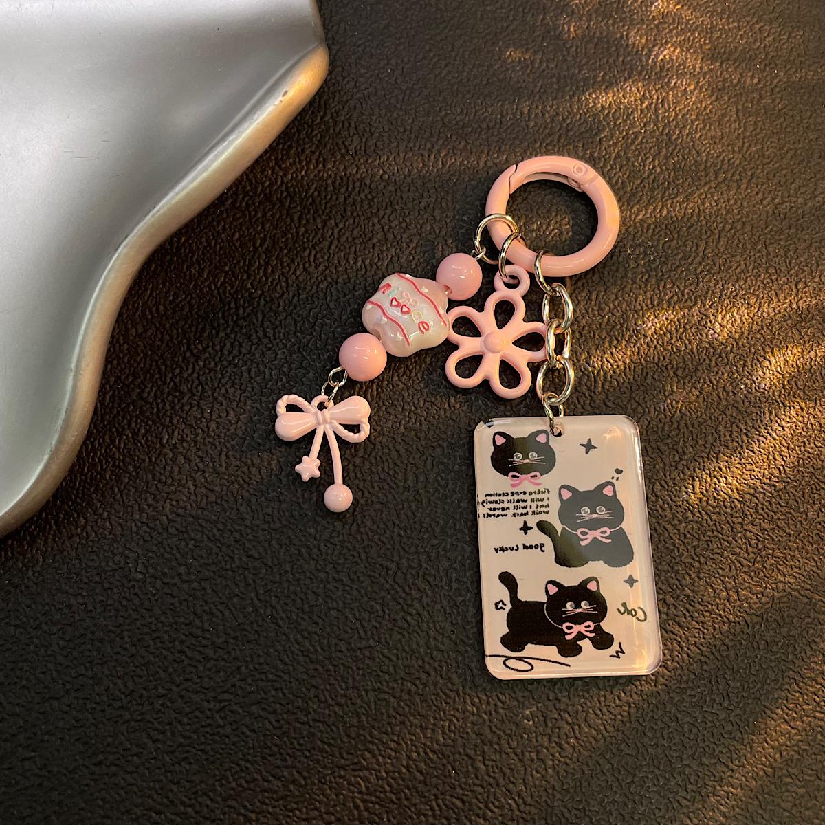 

Cute Cat Flower Phone Chain for Students Short Strap Keychain Bag Accessory CCD Camera Strap