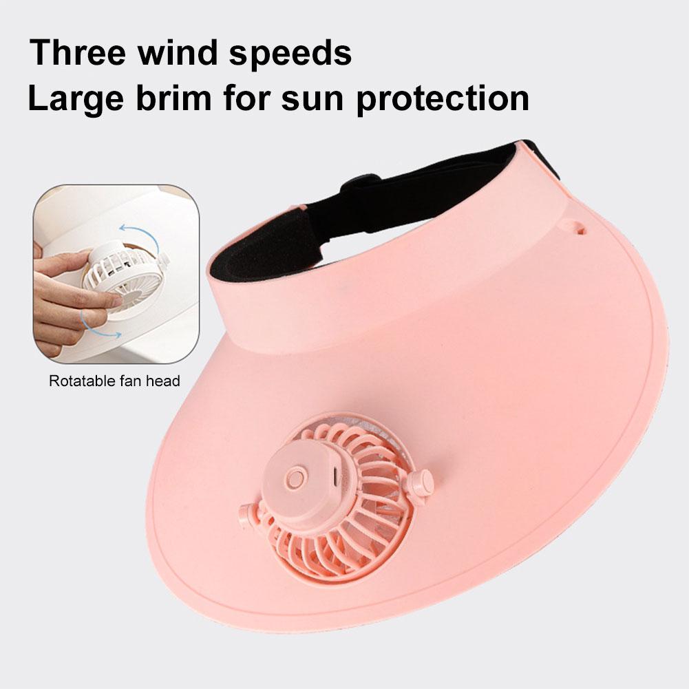 USB Charging Summer Fan Cap Rotatable Sunscreen Cap Fan 3 Wind Speed Sun Protection Hat Fan Wide Brim for Travel Vacation