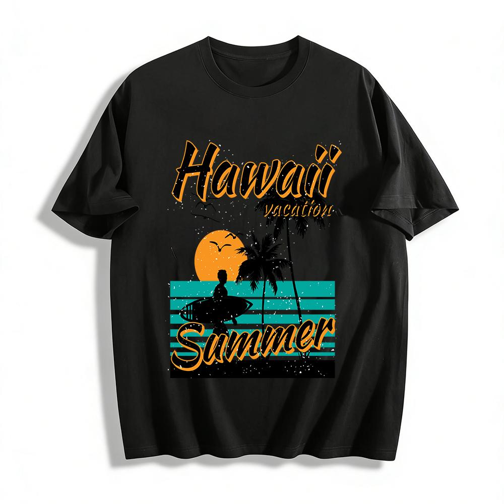 

Hawaii Vacation Summer Surf Coconut Tree Print Casual T-shirt Pure cotton T-shirt XXS