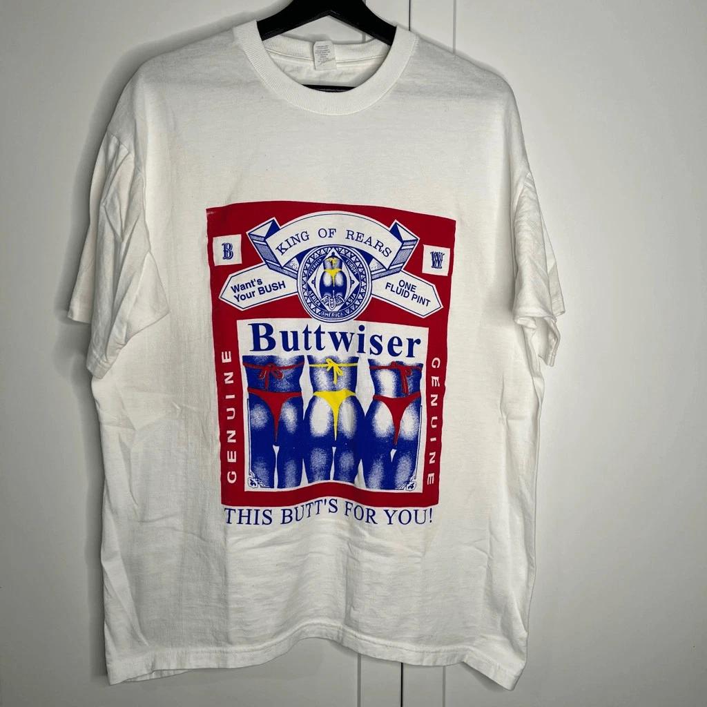 

90s Vintage Budweiser Parody T-shirt Men s Retro Funny Beer Graphic Tee S-5XL 3XL