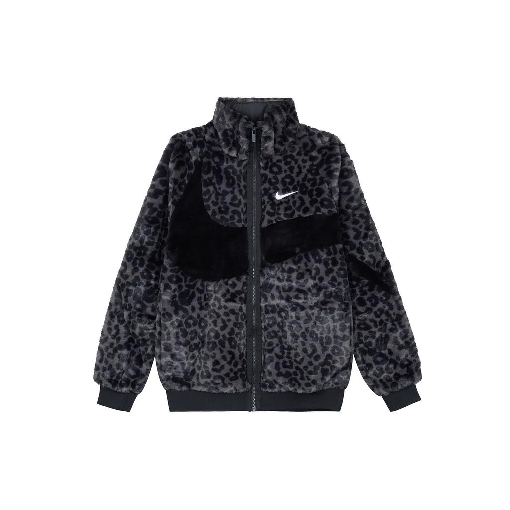 Nike Sportswear Swoosh FW22 Faux Fur Mink Velour Collar Zip Jacket Men Outerwear Black DH6685-011