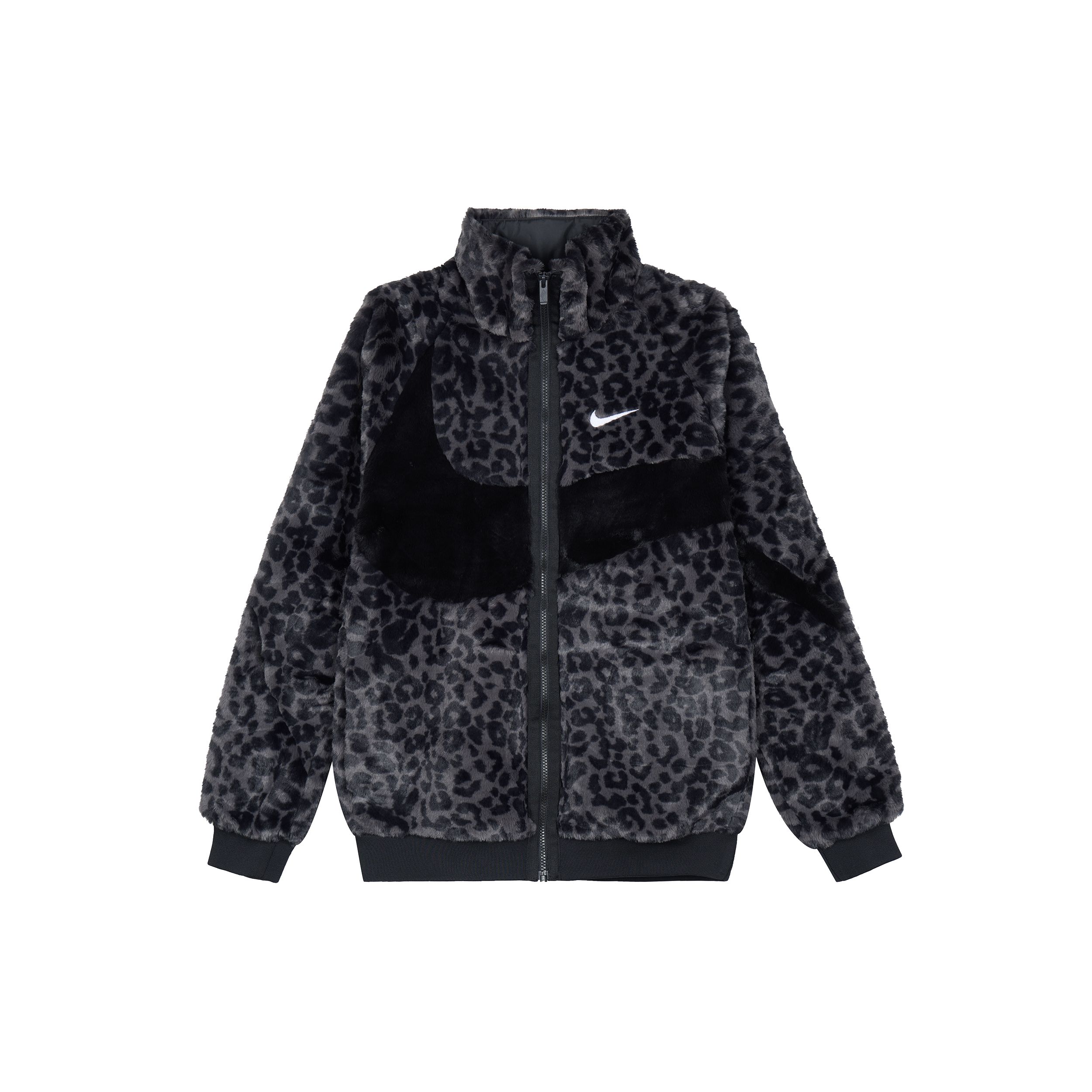 

Nike Sportswear Swoosh FW22 Куртка на молнии из искусственного меха норки с велюровым воротником, мужская верхняя одежда, черная DH6685-011 XS