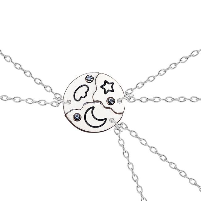 3/4 Pcs Star Moon Chain Best Friend Pendant Necklace Bff Sister Friendship Choker Men And Women Party Jewelry Accessories Gift