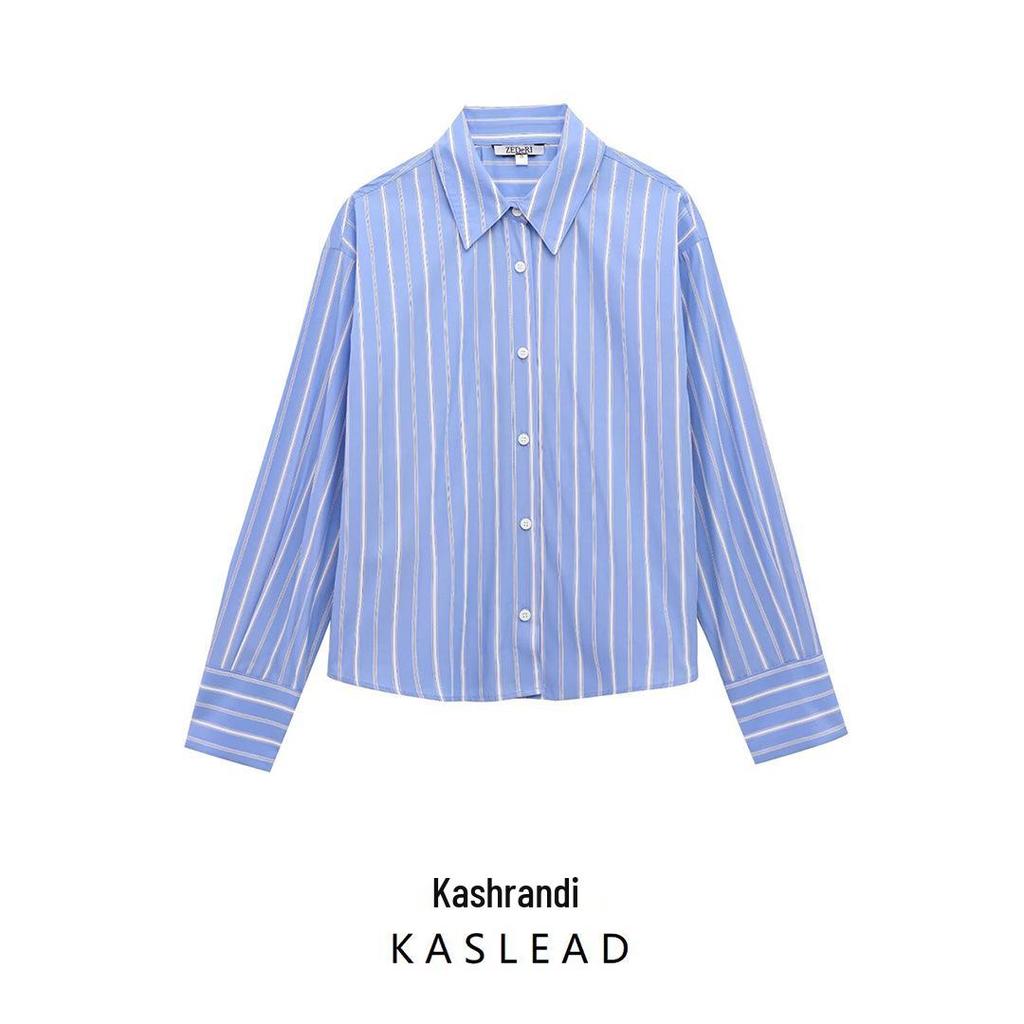 Spring 2025 Women's European/American Striped Poplin Shirt