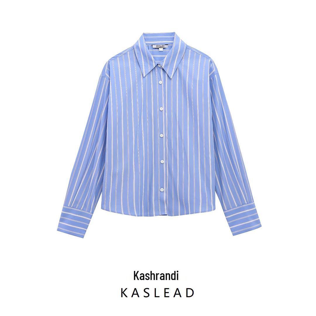 

Spring 2025 Women s European/American Striped Poplin Shirt XS