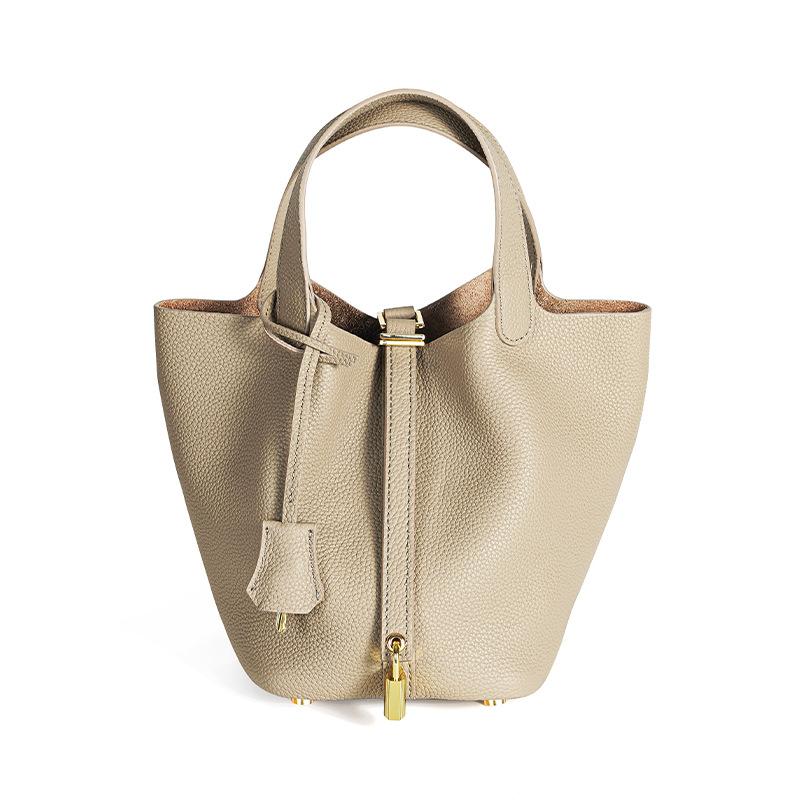 [New] High-quality First-layer Cowhide Niche Vegetable Basket Handbag Female, Genuine Leather Large-capacity High-end Bucket Bag