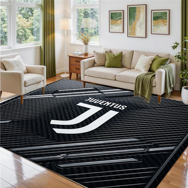 Juventus FC Design Crystal Velvet Rug Soft Decorative Mat for Bedroom Entrance