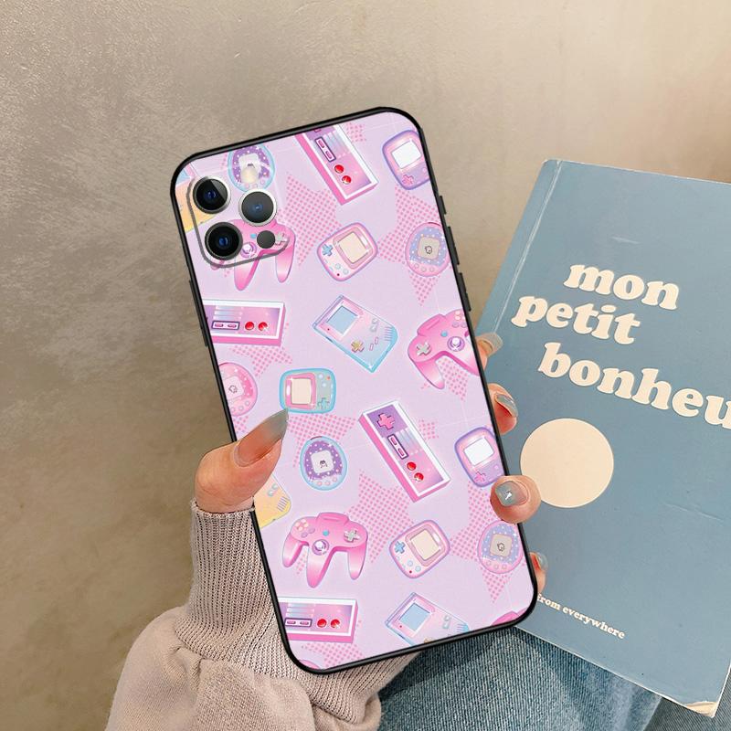 90s  Sweet Kawaii Game Controller Funda For iPhone 14 12 11 13 15 Pro Max Mini X XS XR SE 2020 2022 7 8 Plus Phone Case Cover