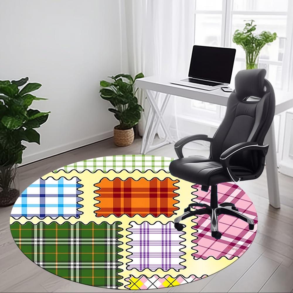 1pc Plaid Patterns Chair Carpet for Office - Durable, Ideal for Chair Mats, Stylish & Functional Decorative Rug yy260130058