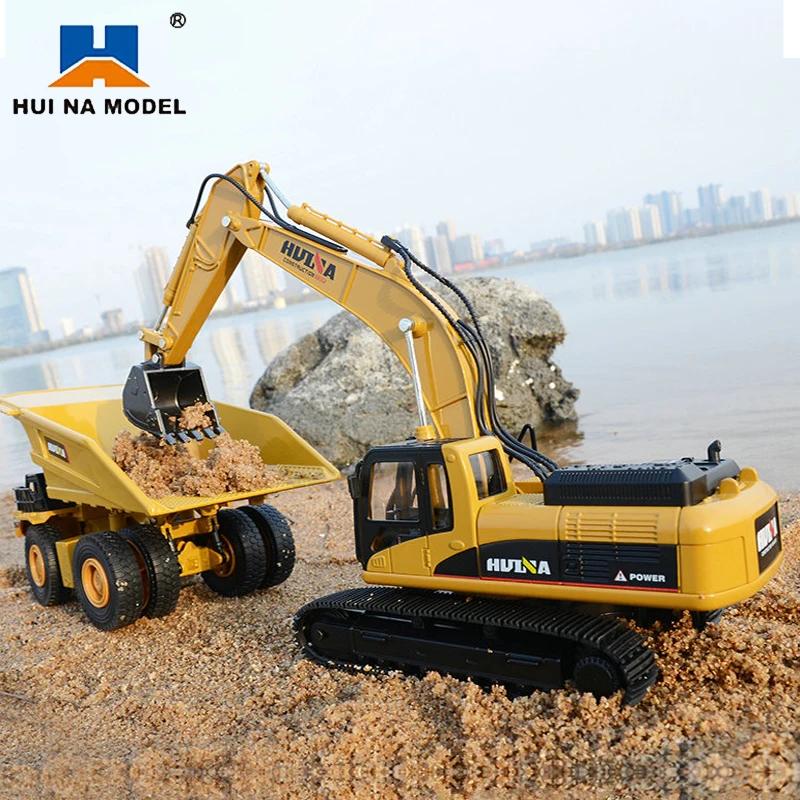 HUINA Excavators 1/50 Alloy Toys Scale Die-cast Forklifts Loader Bulldozer Road Roller Engineering Construction Car Boys Gifts