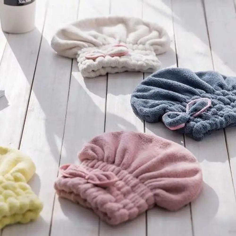 1pcs New Microfiber Bathrobe Dry Hair Cap Coral Fleece Bath Thickened Princess Hat Super Absorbent Dry Hair Cap