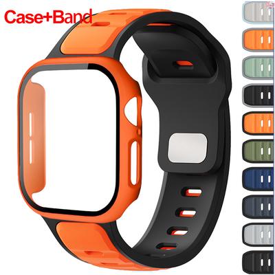 Screen PC Cover +Silicone Sport Strap For Apple Watch Series 11 10 9 8 7 6 5 4 SE 3 Soft For Iwatch 46mm 42mm 45 44 41 40 38mm