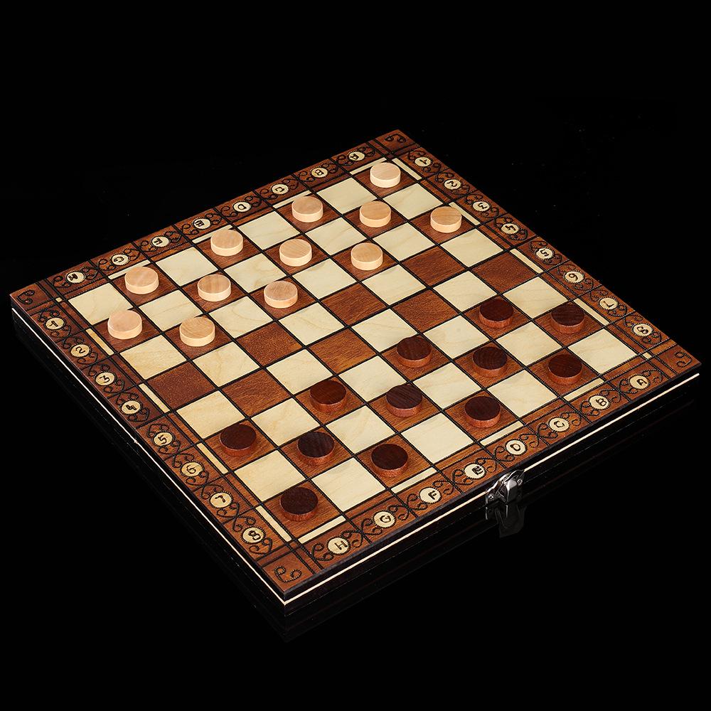 Wooden Magnetic 3-in-1 Chess Set: Portable, Foldable, Educational, Competitive Game