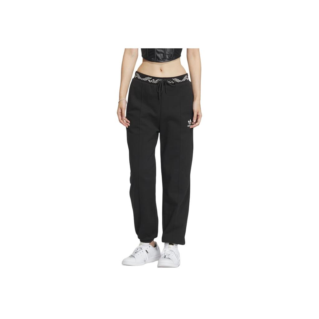 Adidas Originals X Feifei Ruan Collaboration FW23 Fleece Pleated Drawstring Knit Sports Pants Women Bottoms Black IX4239