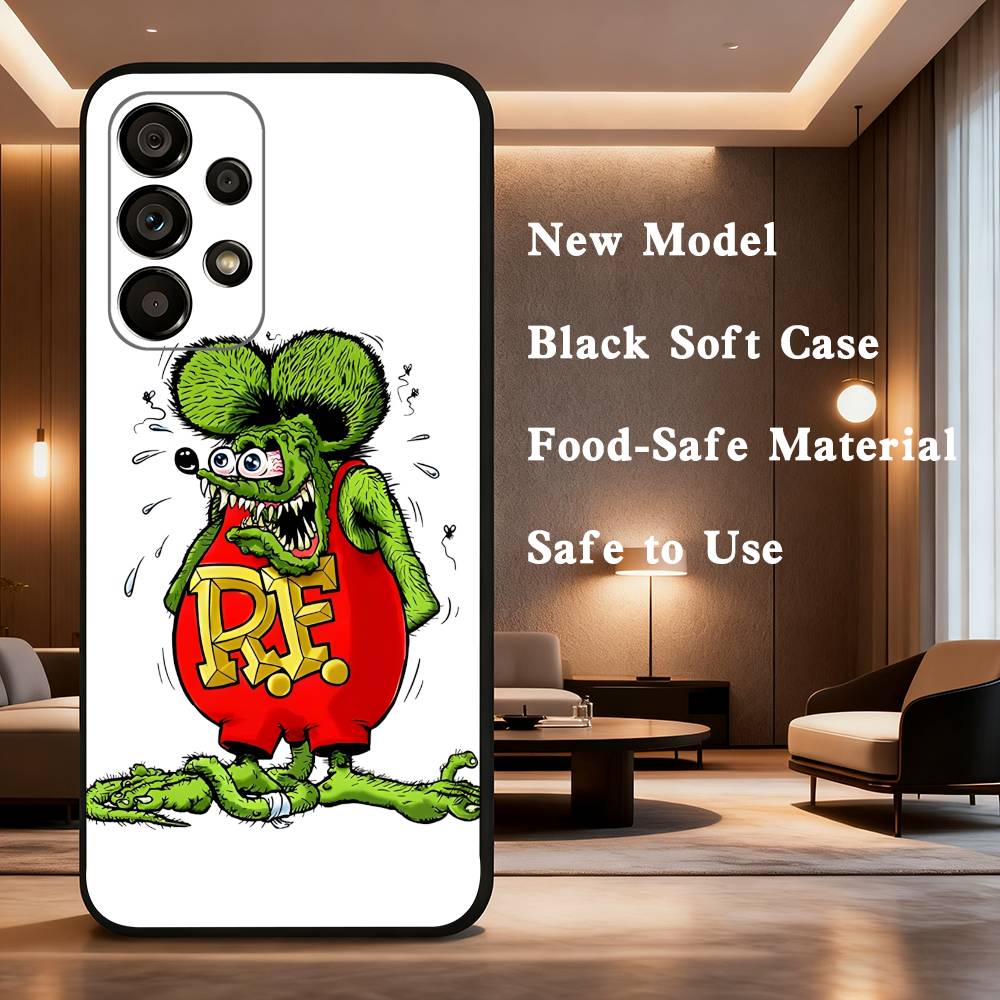 Rat F-Fink Phone Case For Samsung Galaxy A73,31,8,9,53,32,72,41,J7,52,71,22,Note Soft Black Silicone Cover