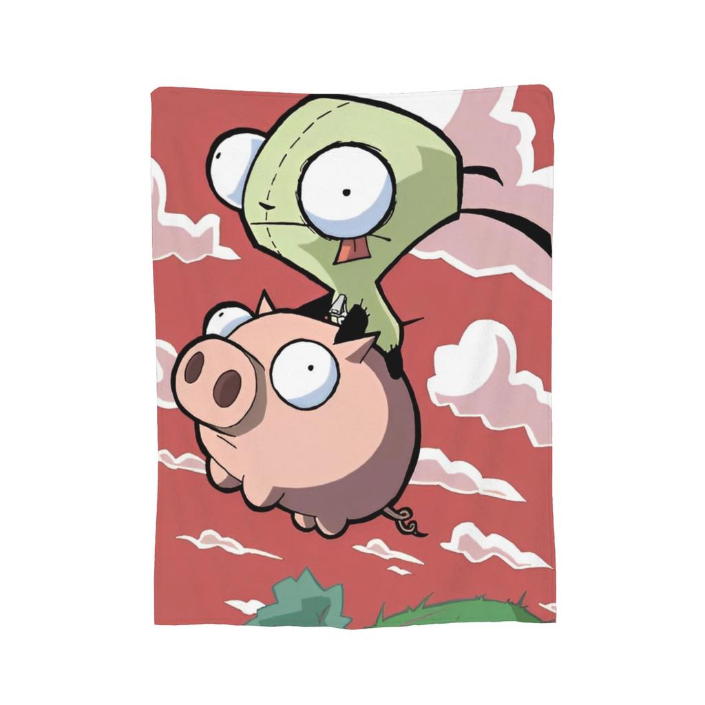 Invaders Zim Cartoon Blankets Flannel All Season Multi-Function Soft Throw Blanket For Bed Bedroom Bedspread