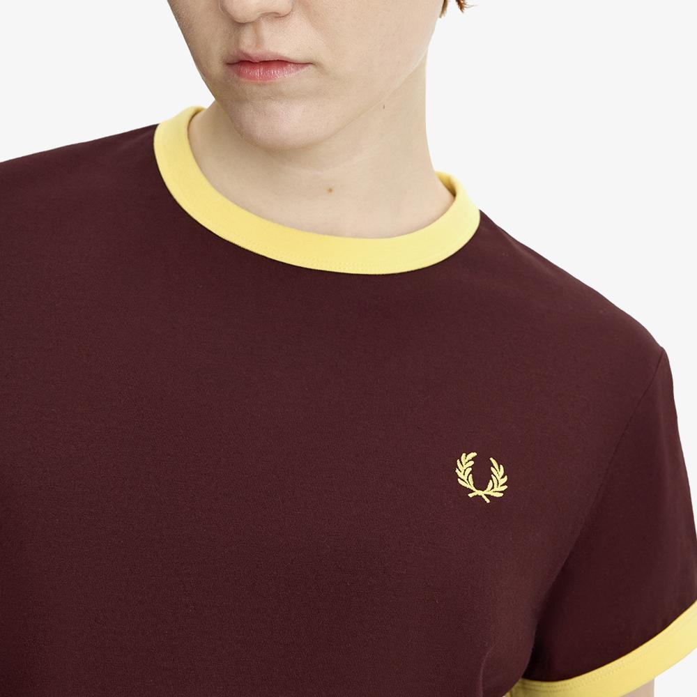 FRED PERRY [Womens] Crop Ringer T-Shirt - Oxblood Afpf2619163-597