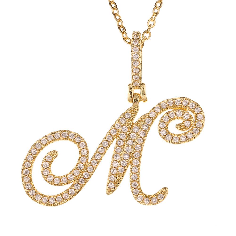 A-Z Cursive Initial Letter Pendant Necklace For Women Simple Rope Chain Pendant Necklace Jewelry Gift