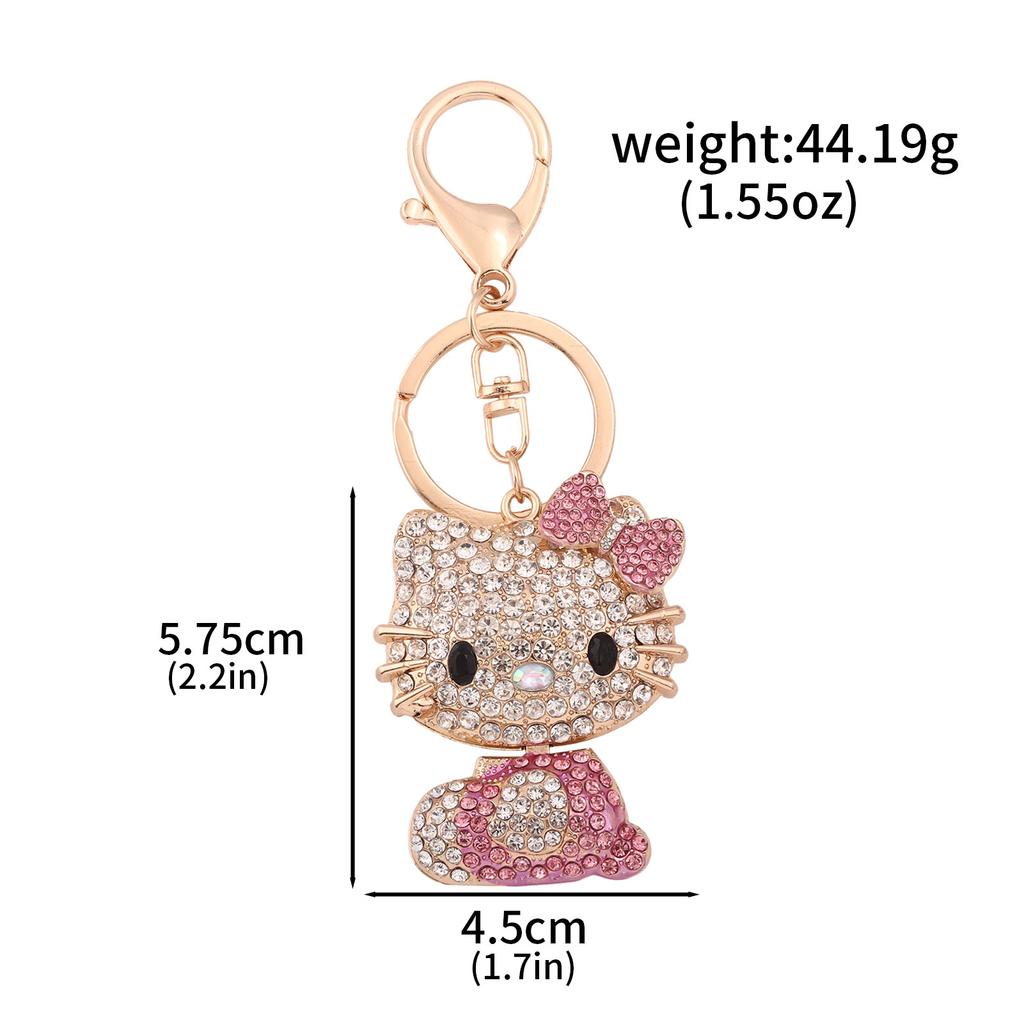 Anime  Rhinestone Crystal Keychain Cute Kitty Cat Shape Pendant Keyring Car Key Holder Party Birthday Gifts Jewelry