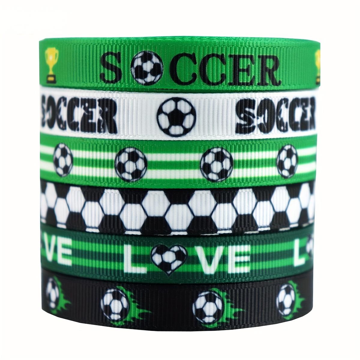 

WTEMPO World Cup Gift Wrapping Ribbon Handmade Decorative Ribbo Football Ribbon Sports Heat Transfer Thread for Cheerleading Headpieces 5yard*6pcs зелений