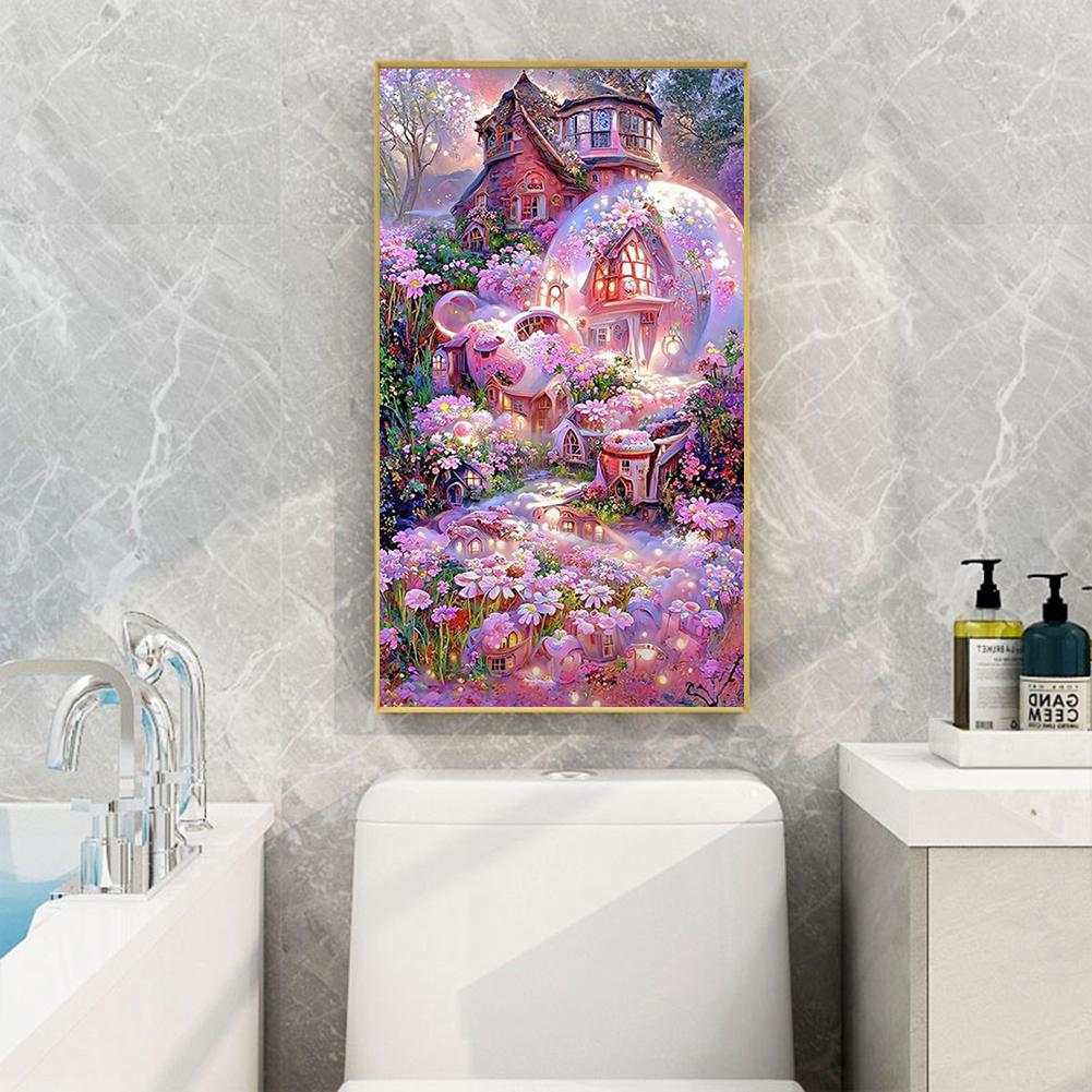 5D-Diamantgemälde zum Selbermachen, Chateau Montrose, Kits, Gänseblümchen-Herrenhaus, Strass, runder Bohrer, Kunsthandwerk für Wand, Raum, Heimdekoration