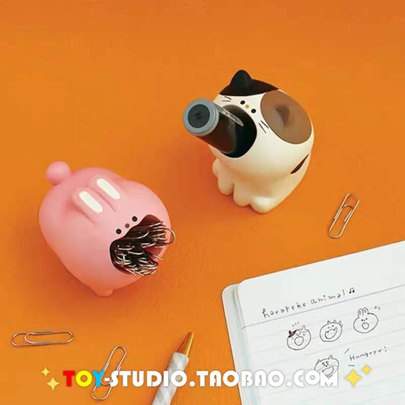 ZAKKA Shiba Inu & Pink Rabbit Pen and Paperclip Holder - Japanese Creative Office Stationery Ornament