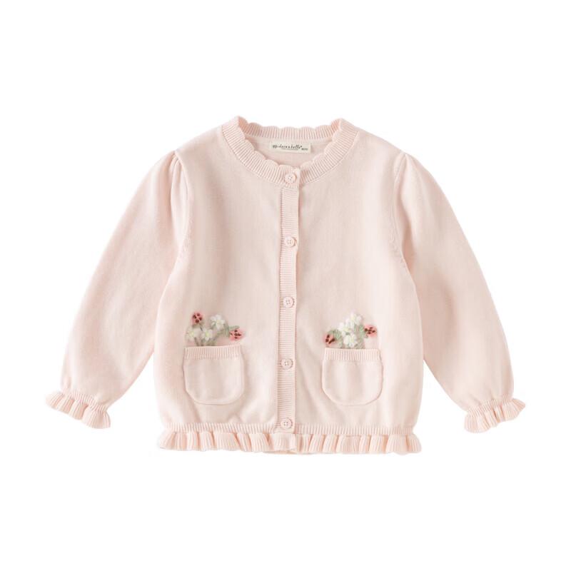 DAVE&BELLA Girls' Floral Anti-Static Cotton Cardigan Sweater