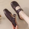 Fashion New Arrival Genuine Leather Sandal Womens Clogs Slip on Mules Closed Toe Sandals Woman Elegant Summer Flats Comfortable Shoe Mom