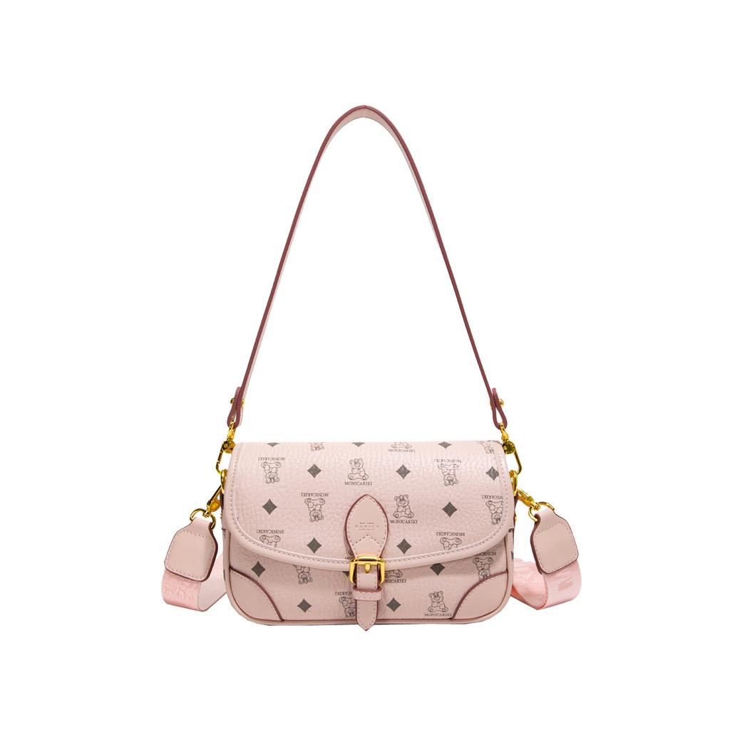 Cartoon bear printed small square bag versatile bag women's 2025 new retro old flower high-end single shoulder messenger bag