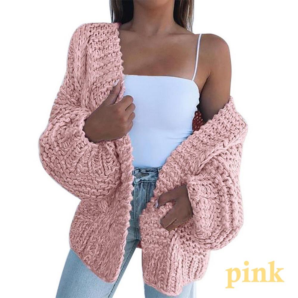 Mode Femme Automne Hiver Chaud Couleur Unie Tricot Câbles Pull Cardigan Décontracté Ouvert Devant Manteau Pull pour Femmes Pull Grande Taille Vêtements d'Extérieur